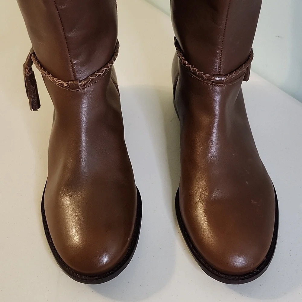 Talbots Brown Leather Wide Calf Tall Boots NEW